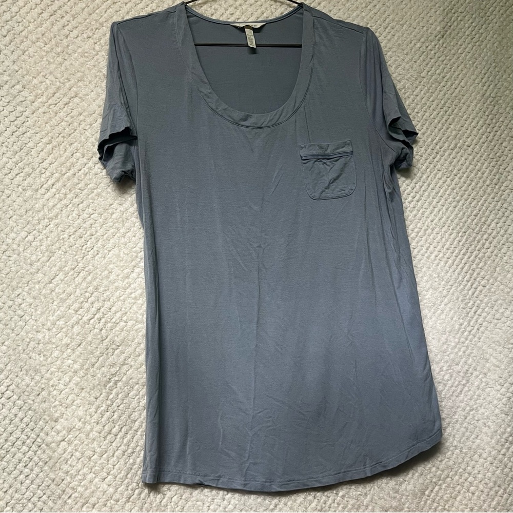 Soma Very Soft Gray Short Sleeve Tee Night Pajama Sleep Cozy Rayon Small